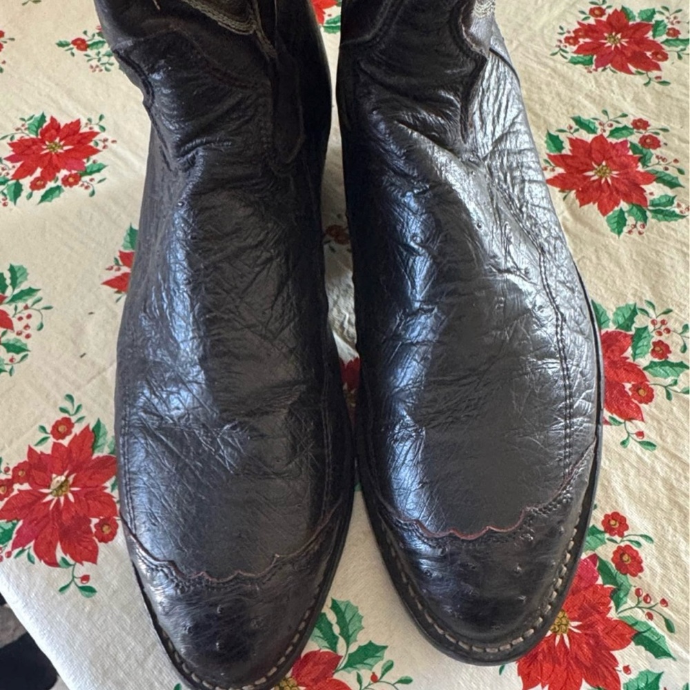 Tony Lama Black and Burgundy Leather Boots